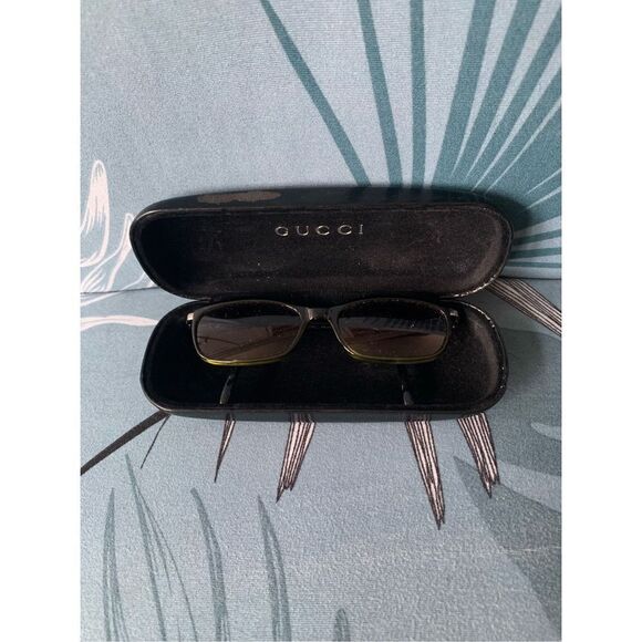 Gucci SUN Eyeglasses Frames GG 1376 R4T 140 Black Green Italy GLASSES HARD CASE - Picture 2 of 10